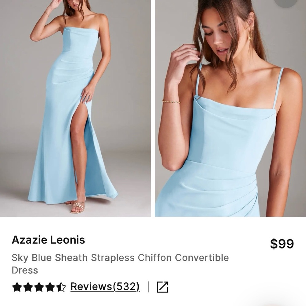 Azazie Leonis Sky Blue Strapless Chiffon A12